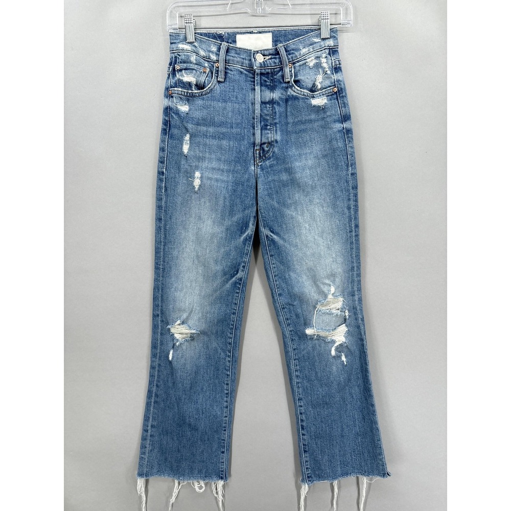 Mother Jeans Womens 24 Blue The Rambler Ankle Distressed Raw Hem‎ High Rise